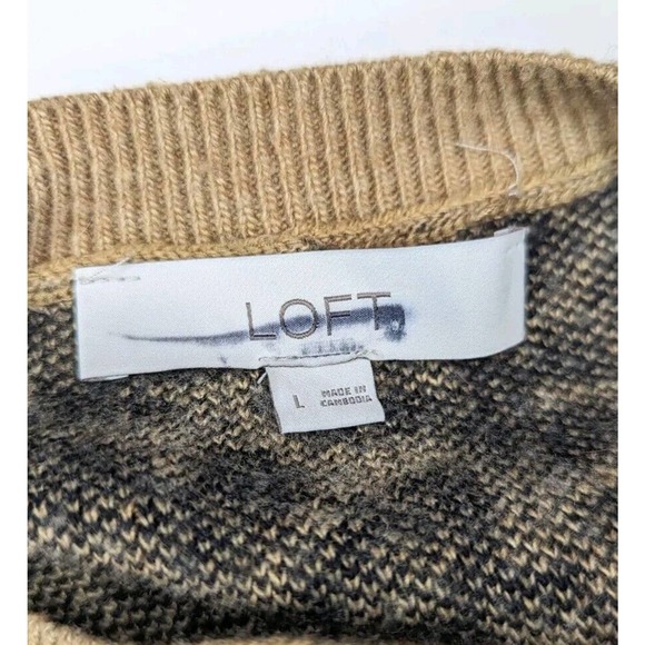 Loft Wool Blend Leopard Animal Print Long Sleeve Sweater Dress Size L - Picture 9 of 10